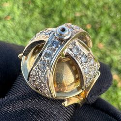 18k yellow gold spinning cross 1.1CTW natural diamond custom ring size 6