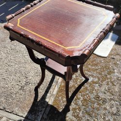 Antique Vintage Parlor Table W/Glass