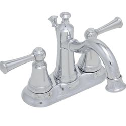 #42 /  Chrome Centerset Bathroom Faucet - Includes Brass Pop-Up Drain Assembly