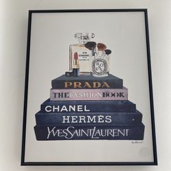 Designer Brand Luxury Framed Canvas Art Painting Fashion Home Decor Decoration Glam Make Up Girly Room Prada Chanel Hermes YSL Book Perfume