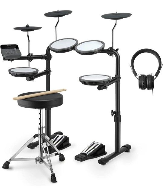 Donner DED-70 Electric Drum Set, Quiet Electronic Drum Kit for Beginner/Kids/Teenager with Mesh Pad, Portable Drum Set