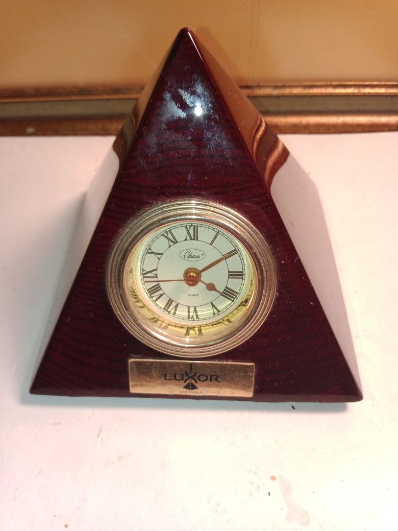 Vintage Wood Pyramid Clock 5 X 5 In.