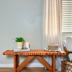 Natural Wood Entryway Bench: Bohemian, Solid Wood, Handcrafted