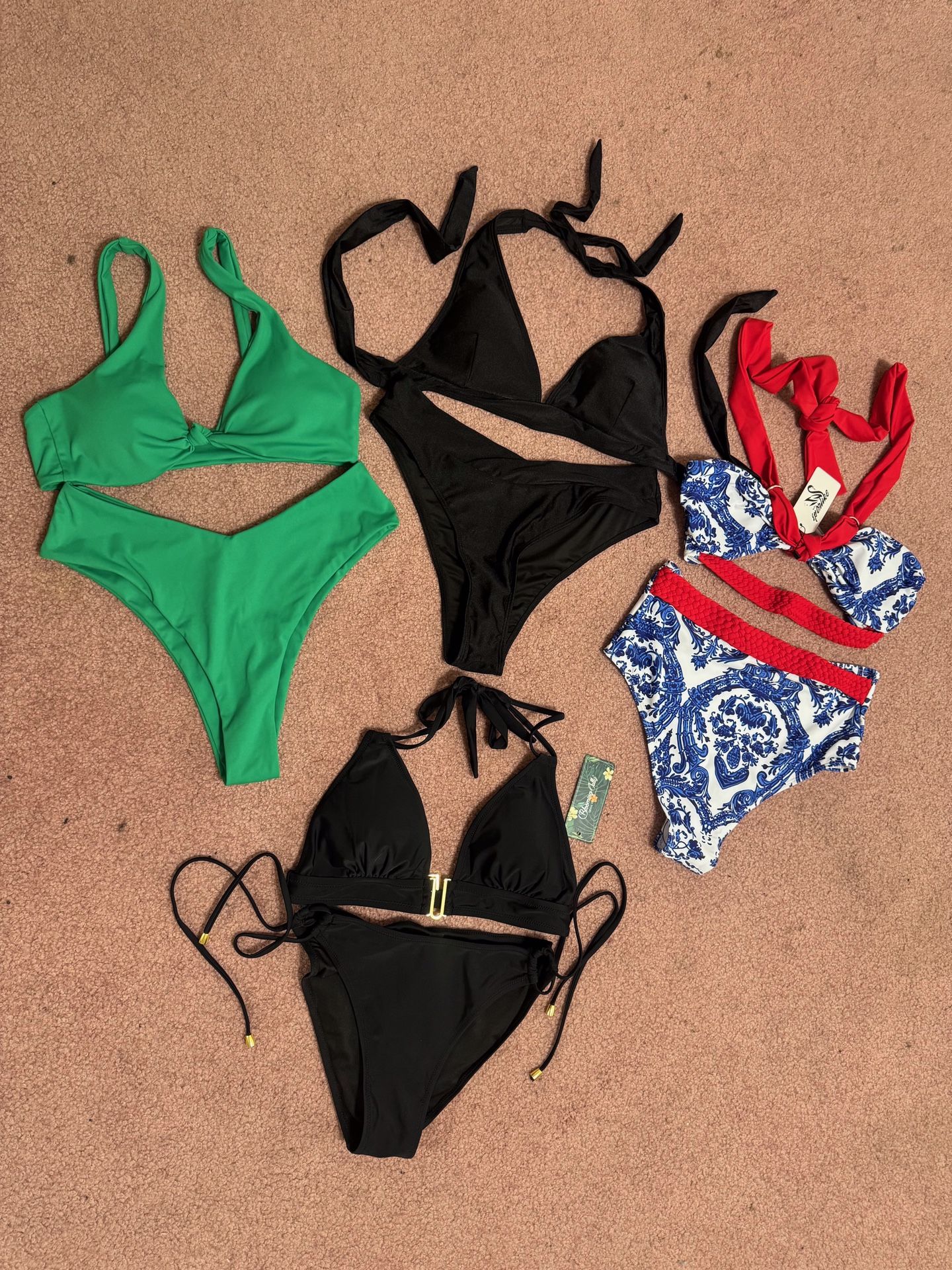 New Medium Bikini Bundle Clothing Womens Swimsuit Bathing Suit Boho Festival Black