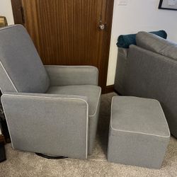 Da Vinci Olive Glider With Ottoman And Pillow