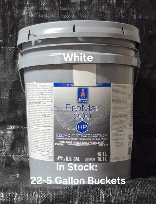 16-5 Gallon Buckets Sherwin-Williams Promar 200 HP ( Extra White)