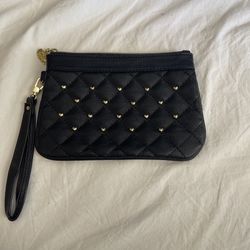 Betsy Johnson Clutch Black Gold Heart Detail