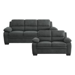 Brand New Gray/Blue/Biege Linen Sofa + Loveseat 2PCs Set
