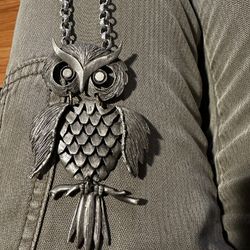 VTG 70'S Articulated Large Owl Statement Necklace