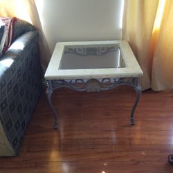 Marble And Iron End Table