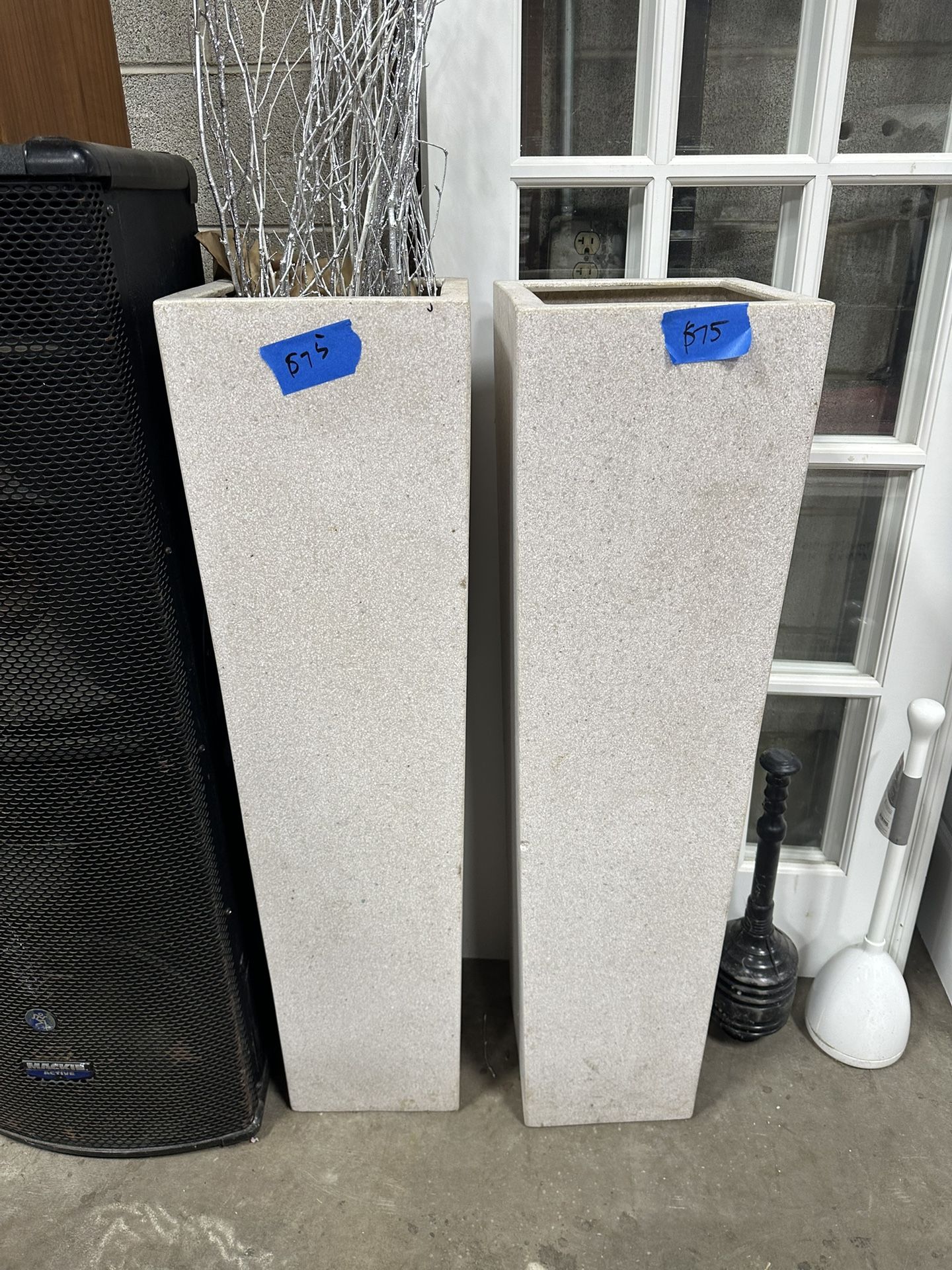 tall rectangular planters or flowerpots,