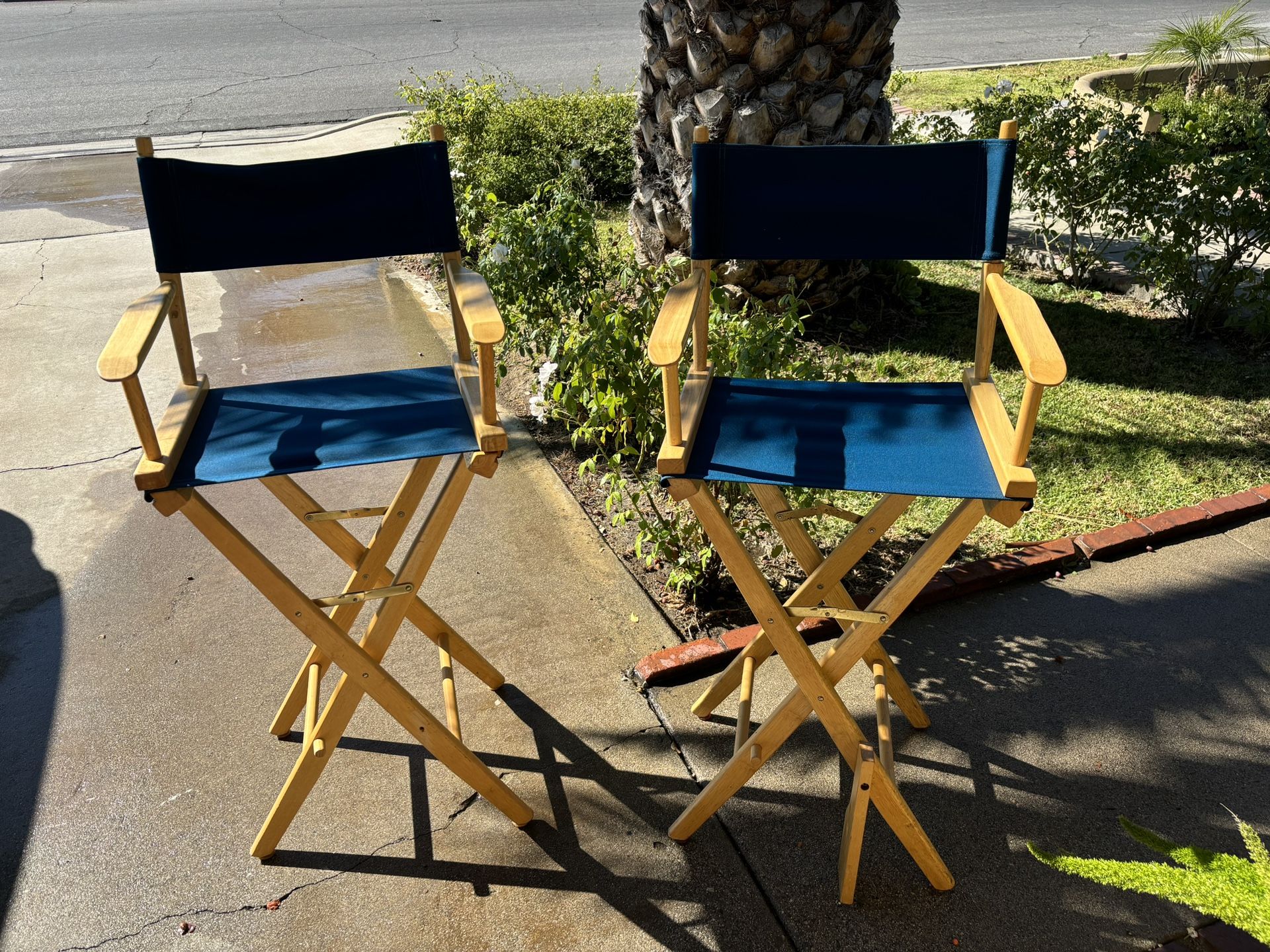 Two Slightly Used Director Chairs In Beautiful Turquoise Canvas