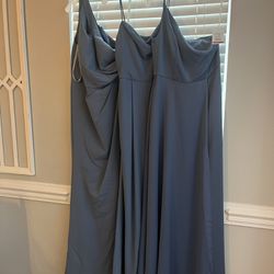 3 Matching Steel Blue David’s Bridal Dresses