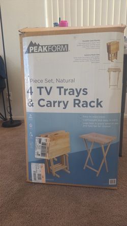 5pc Dinner TV Tray set w/Carry Rack