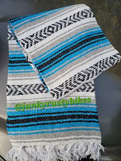 New blue grey falsa mexican blanket