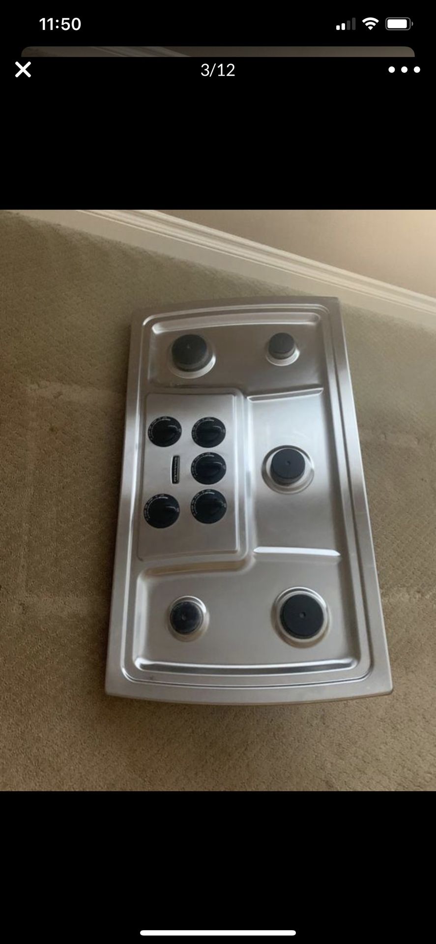 KitchenAid KCGS556ESS Gas Cooktop with 5 Burners Stainless Steel 36