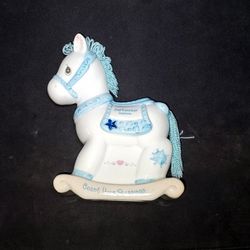 Precious Moments Count Your Blessings September Rocking Horse Bank Blue Boy