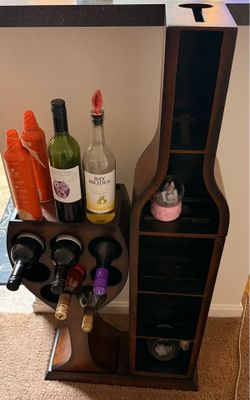 Cherry Oak Wine Bottle Shaped Wine Rack