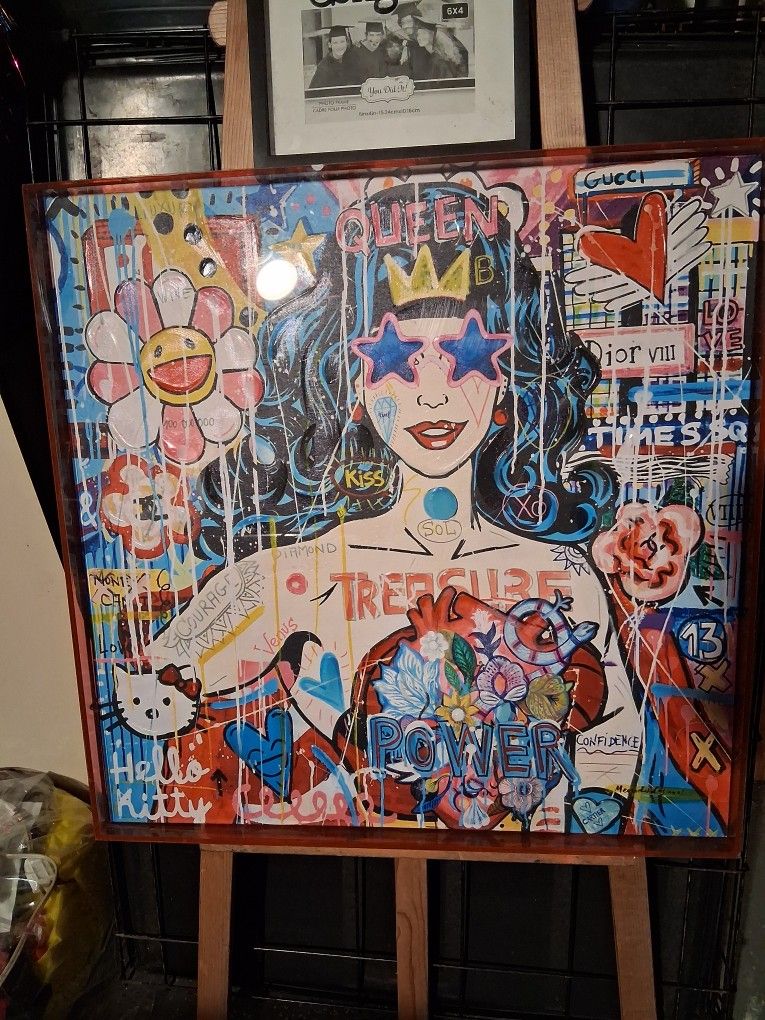 Contemporary Dior Graffiti Acrylic Woman Power Queen Pop Art, by the artist Mercedes Lagunas.