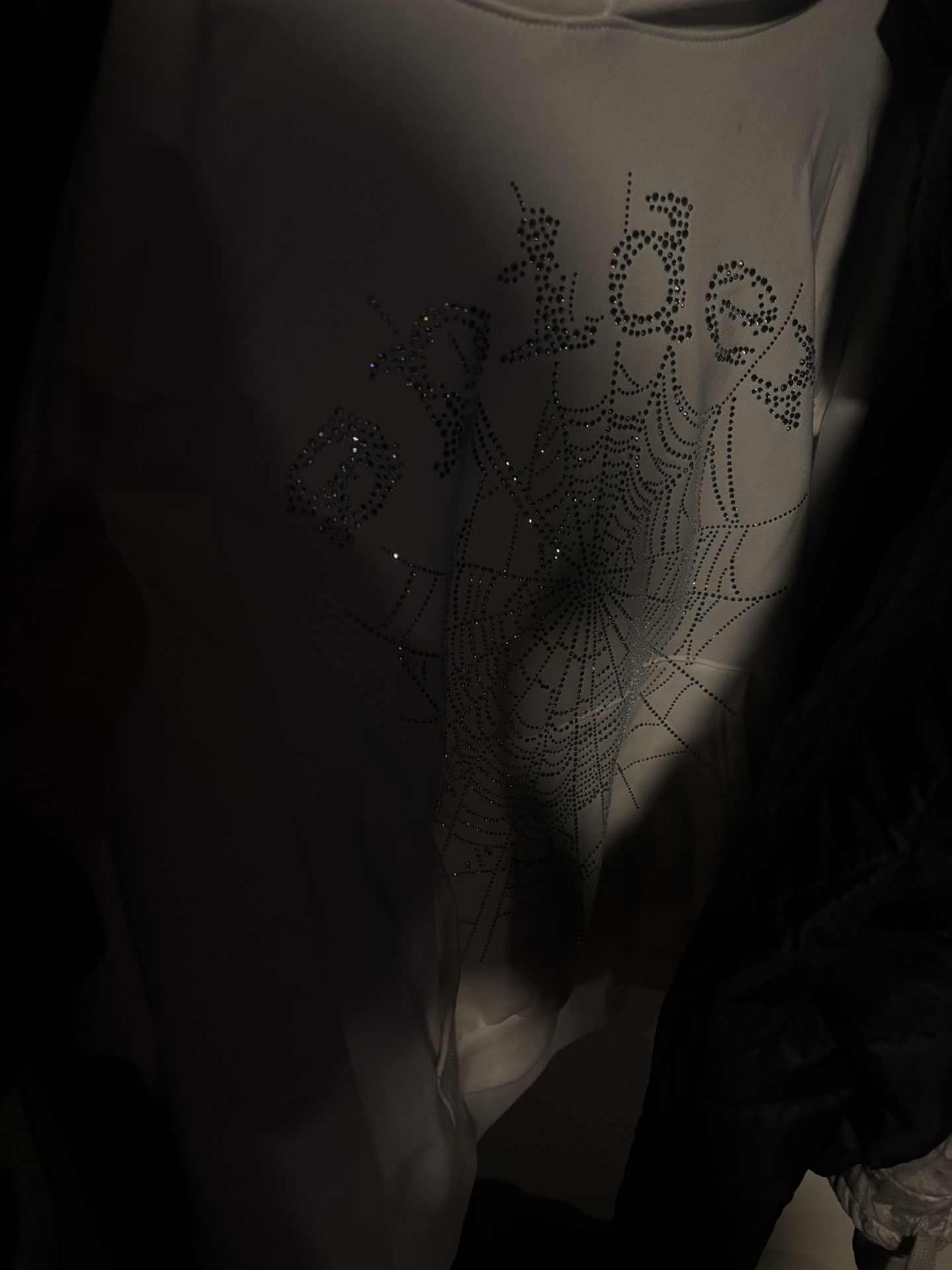 Sp5der OG Rhinestone Logo Hoodie 'White'