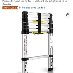 Yvan Telescoping Ladder, 8.5 FT One Button Retraction Aluminum Telescopic Extension Extendable Ladder,Slow Down Design Multi-Purpose Compact Ladder 