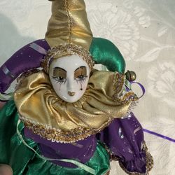 Vintage Porcelain Jester Clown Doll