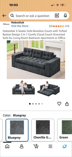 Hobestluk 3-Seater Sofa Boneless Couch