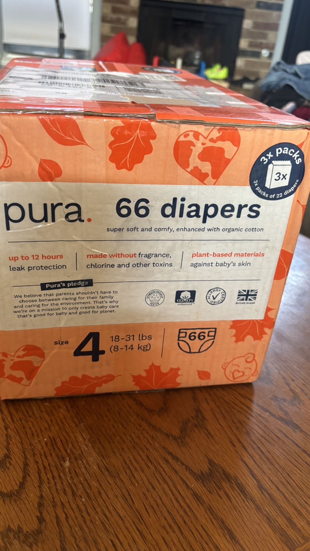 Pura Size 4 Diapers, 66 Count