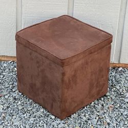 Brown Square Cube Storage Footstool Ottoman