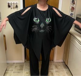 Black Cat Face Halloween Costume Top