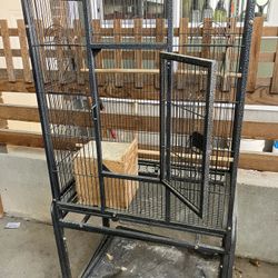 Metal Bird Cage On Wheels 