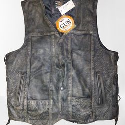 Grey Leather Vest