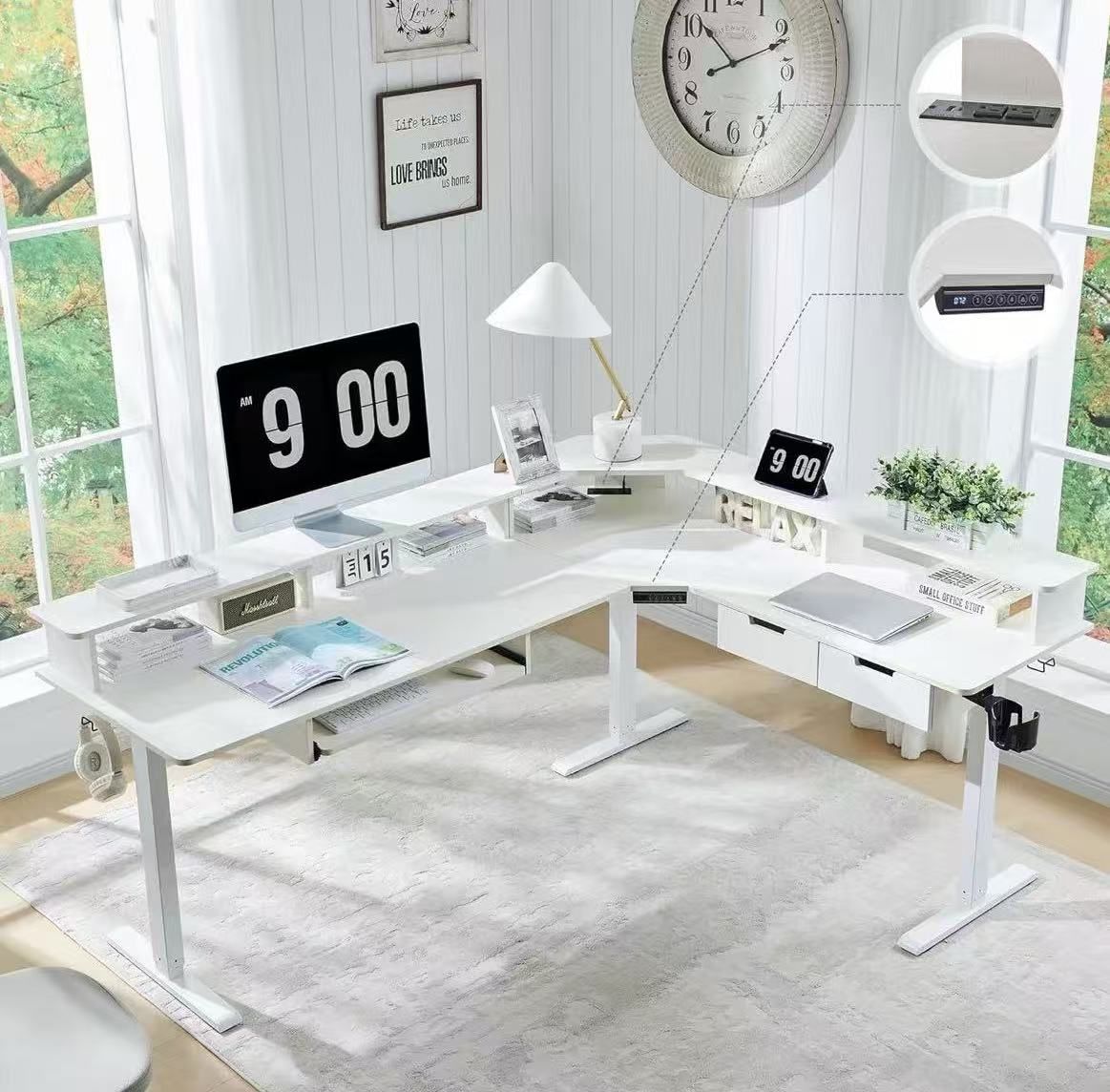 RedLemon 75X60 Inches L Shaped Electric Standing Desk,