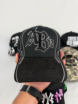 ABz Black Snapback Cap with Rhinestone Embroidery