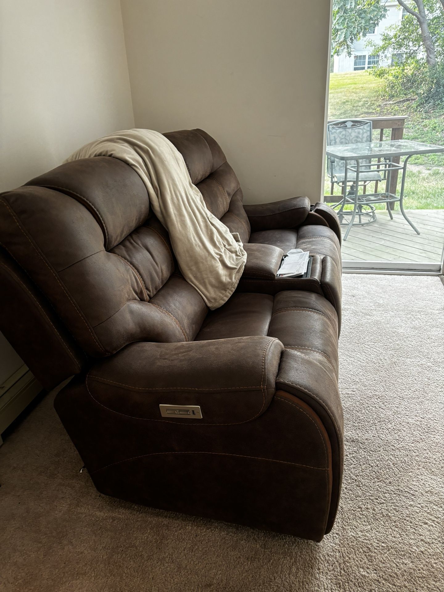 Baxter II Brown Power Reclining Sofa W/ Power Headrests