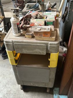 It’s plastic utility cart with two drawers for $50.00.