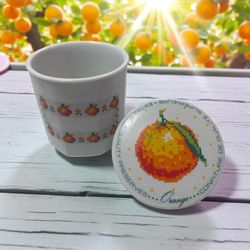 Vintage The Toscany Collection Porcelain Jam Jar W/Lid 12 oz. Orange Preserve