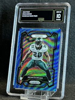 2023 Prizm 💥 Brian Dawkins 💥 Blue Wave Prizm 30/199 GMA 10 💎 Mint - Philadelphia Eagles