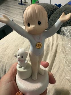 Precious Moments Gymnast Figurine with Cat