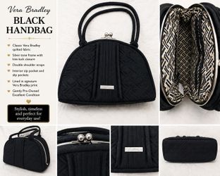Vera Bradley retired black microfiber kids lock purse frame handbag