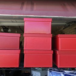 Red Boxes With Lids - 7 Total 
