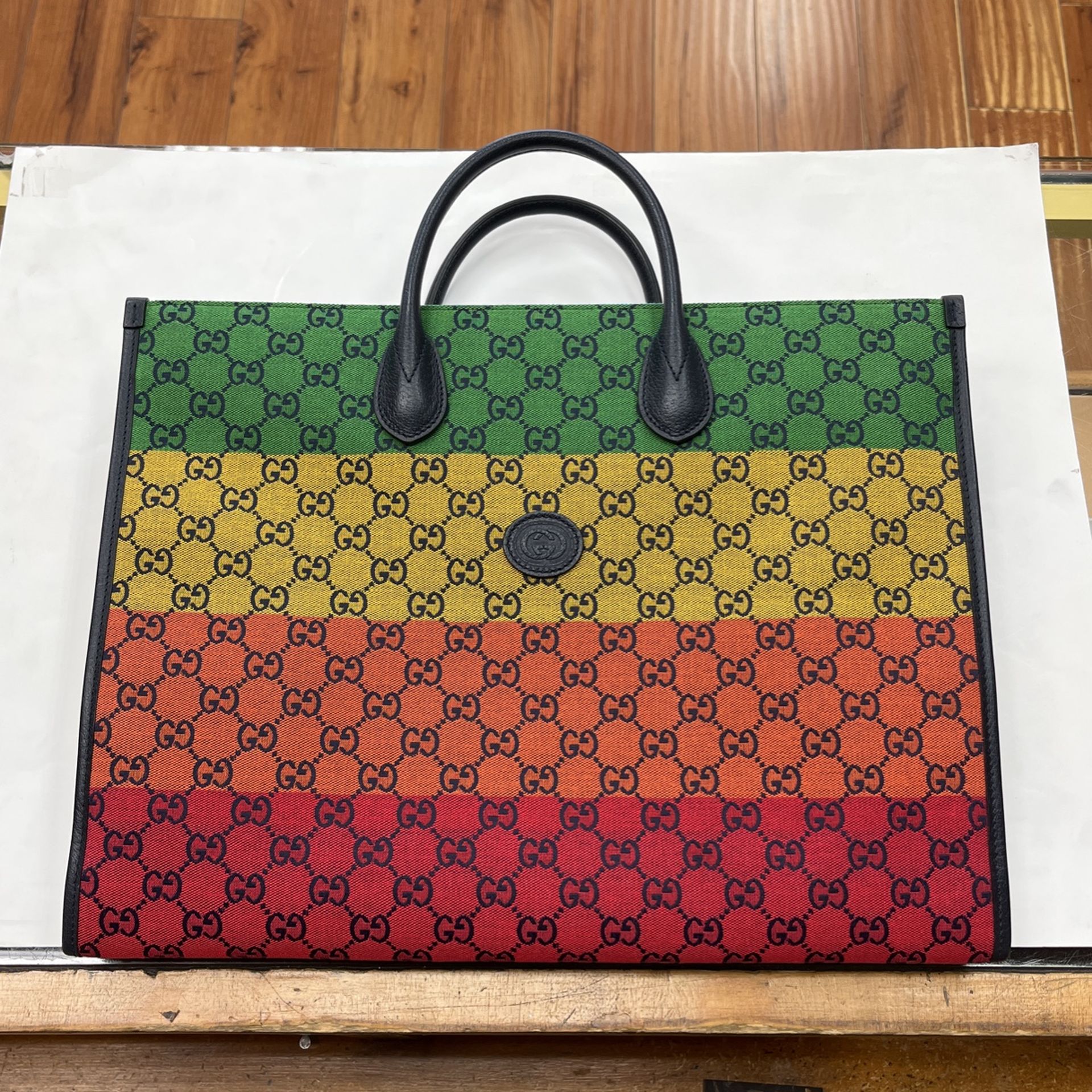 Gucci Purse, Rainbow Tote Bag, No Strap, No Box, No Dust Bag, In Used Condition, Entrupy Verified