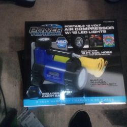 Power Torque Portable 12 Volt Air Compressor W/12 Led Lights