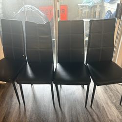4 Black Dining Metal Chairs. 