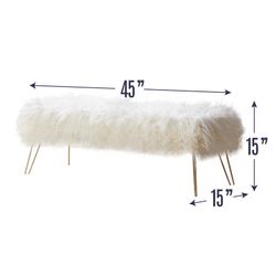 White Furry Ottoman