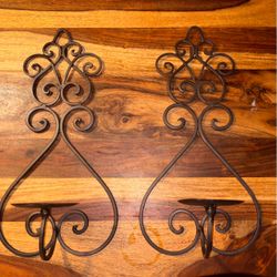 Wrought Iron Wall Candle Sconces Set of 2