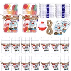New Wonderjune 24 Sets Fishing Party Favors Candy Little Tackle Boxes with Red White Floater Thank You Cards for Making My Reel Fun Fishing Theme Part