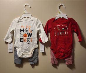 Carter's Baby 2-Piece Sets (2) - "My First Halloween" & "My First Santa" - 3 Months - New with Tags