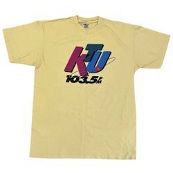 Oneita KTU 103.5 FM Radio NY Adult XL T-Shirt Yellow 1990s Vintage RARE
