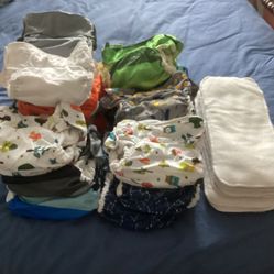 LOT Of 20 NICKI’s One Size Fits All Adjustable CLOTH DIAPERS W/ Liner Inserts Great Condition